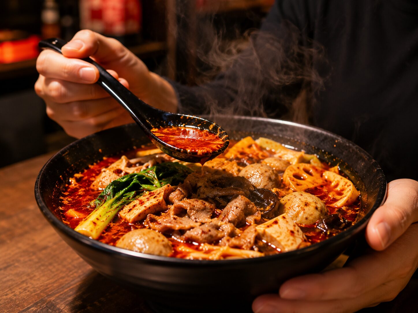 マーラータンを食べる様子
