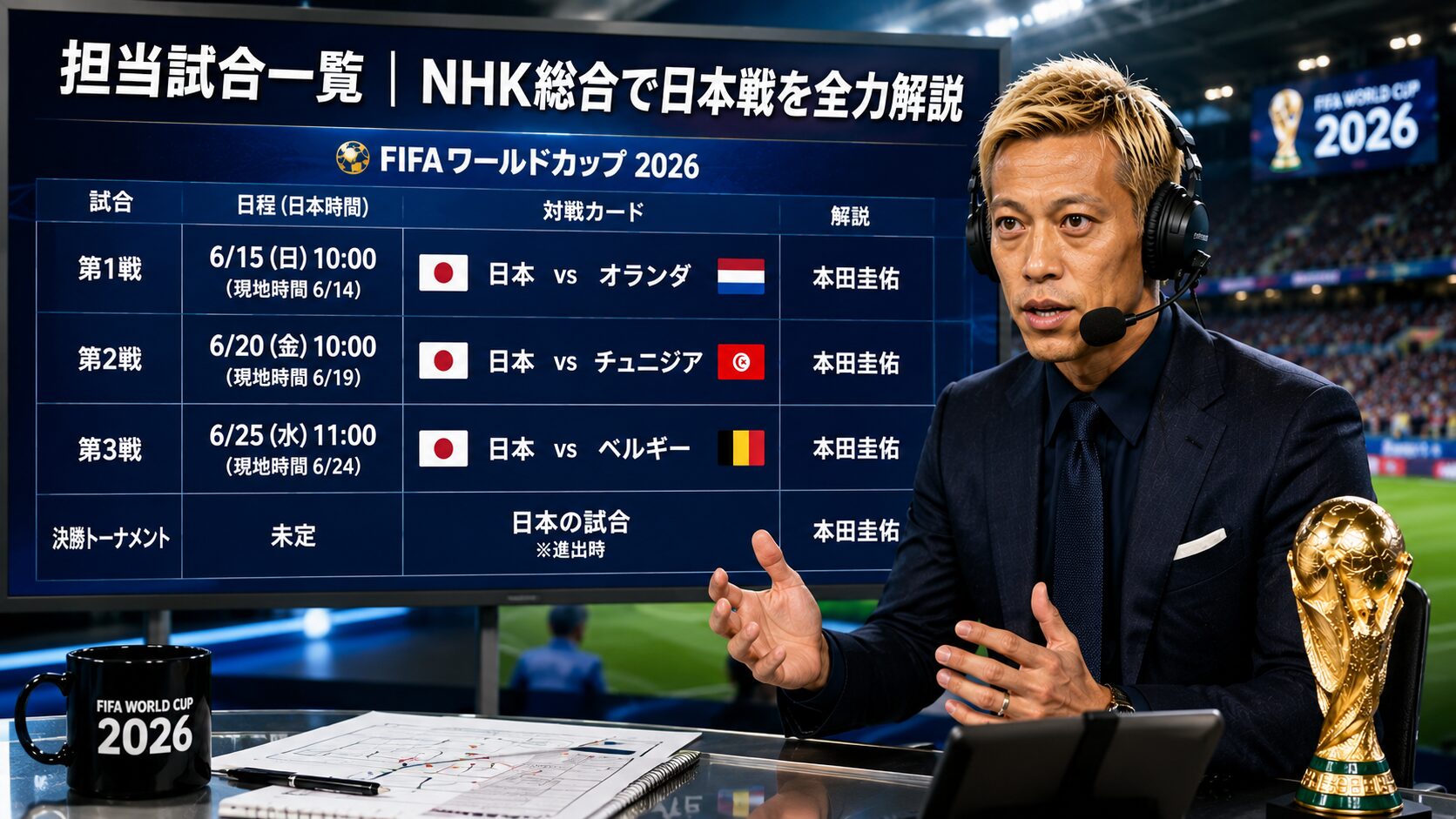 本田圭佑 NHK解説 担当試合